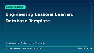 Engineering Lessons Learned Database Template