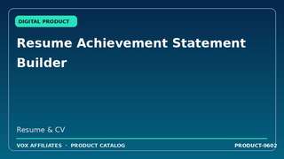 Resume Achievement Statement Builder