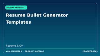 Resume Bullet Generator Templates