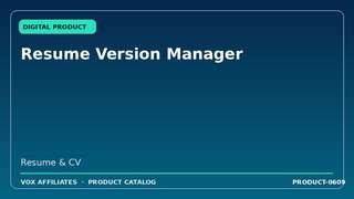Resume Version Manager