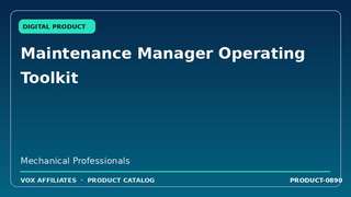 Maintenance Manager Operating Toolkit