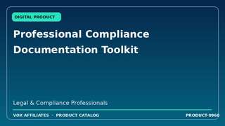 Professional Compliance Documentation Toolkit